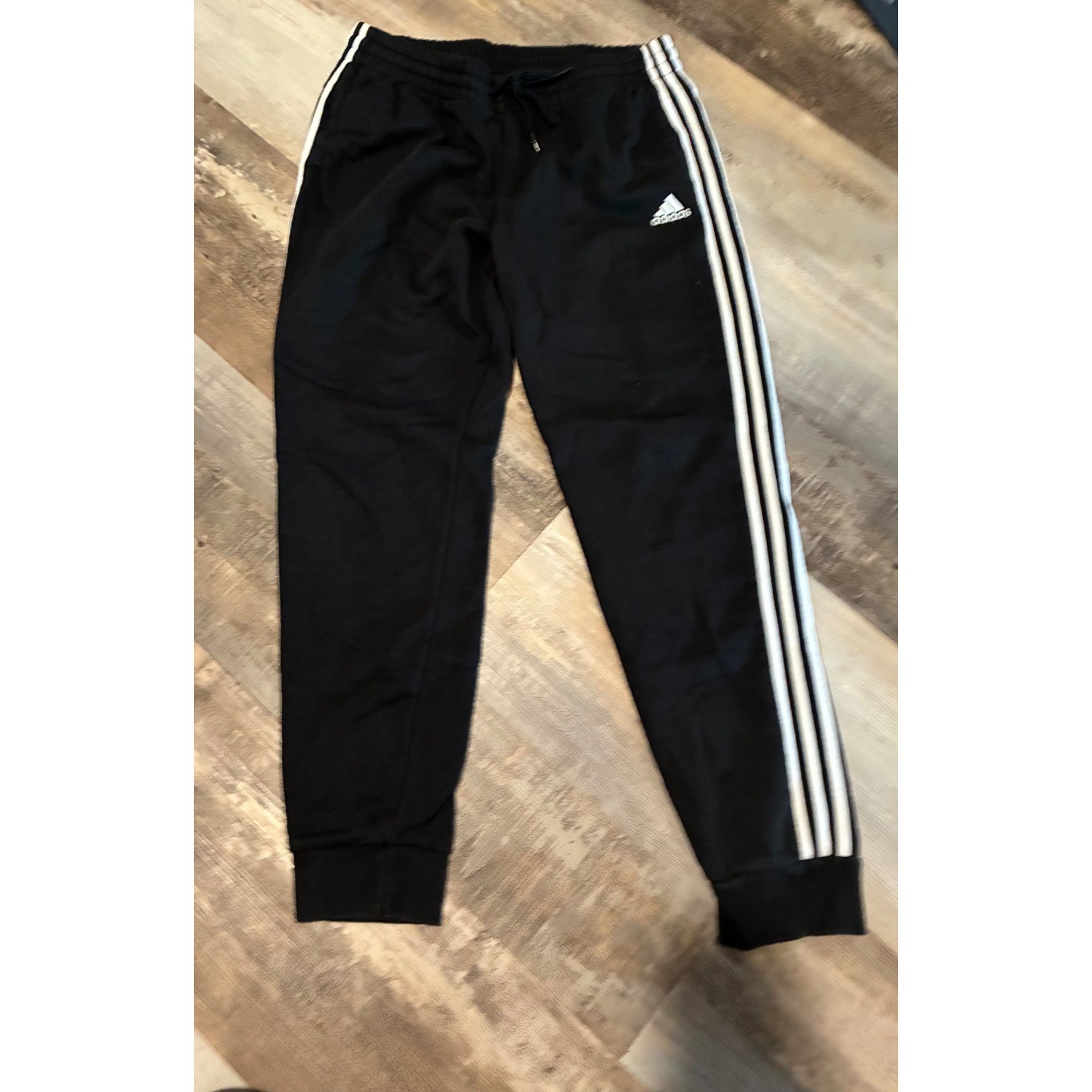 Adidas 3-Stripes Tapered Joggers Mens XL Black White Sweatpants Fleece