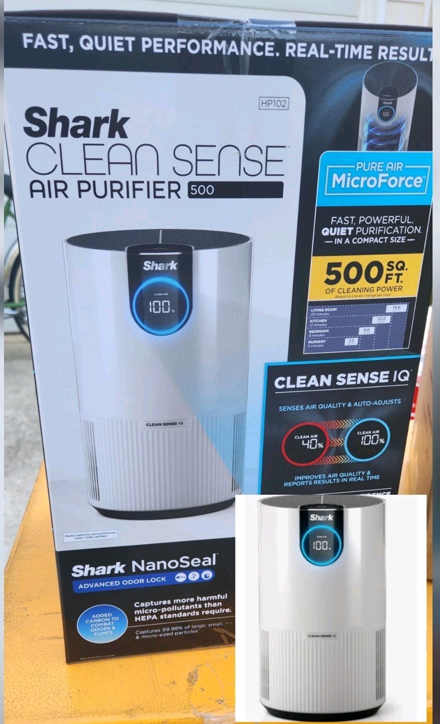 Shark HP102 Air Purifier with True HEPA Clean Sense IQ, Odor Lock - White NEW