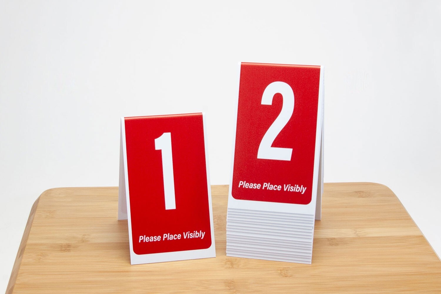 Restaurant Table Numbers 1-50, Tent Style, Red w/White Numbers, Free shipping
