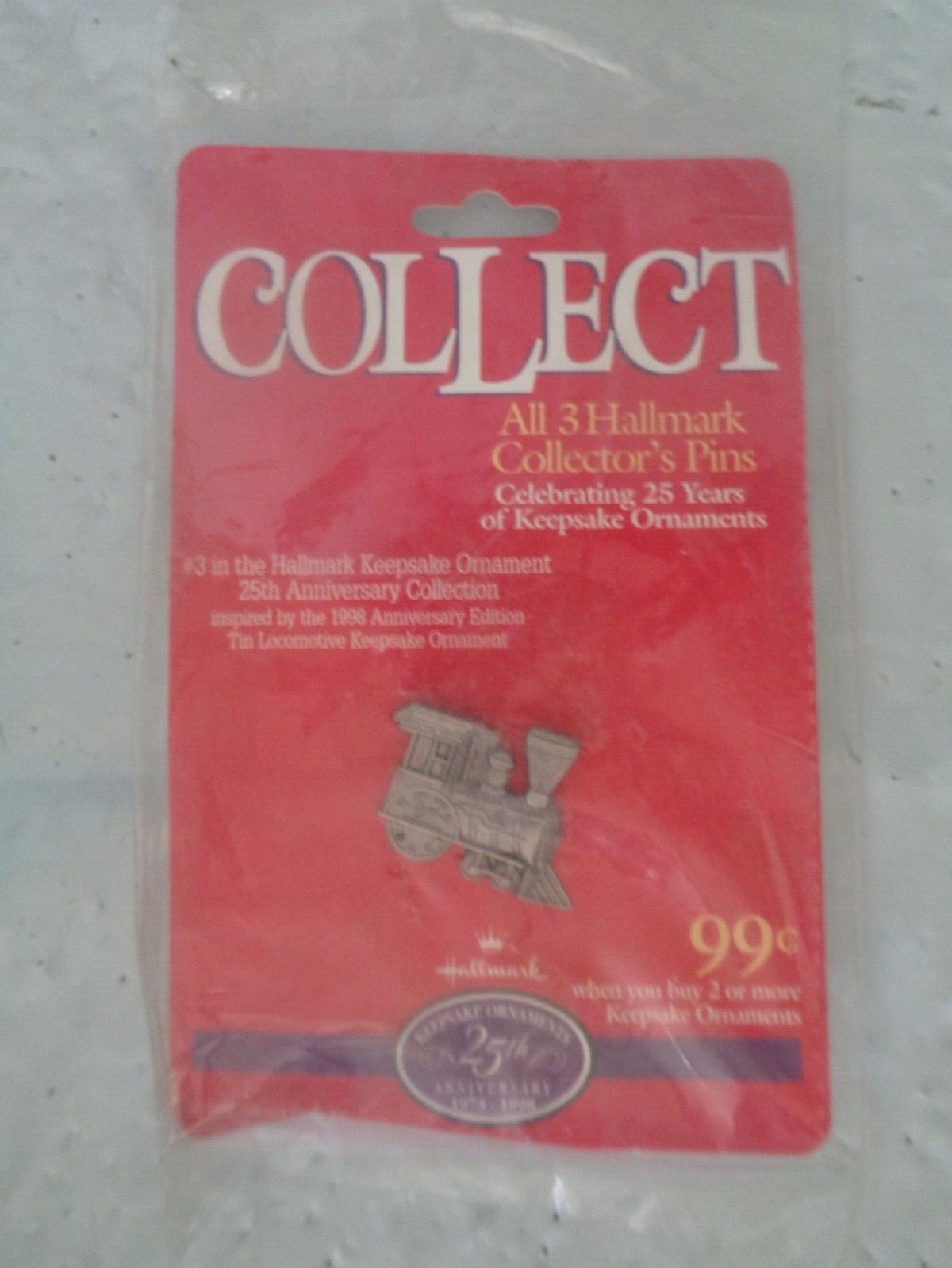 1998 Hallmark Keepsake Ornament 25th Anniversary  - Locomotive - Train Pin #3