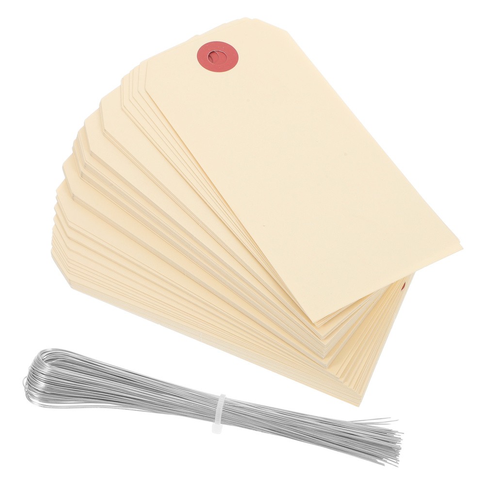 100 Pcs Shipping Tags Packaging Wired Label Holder with Eyelets Cable