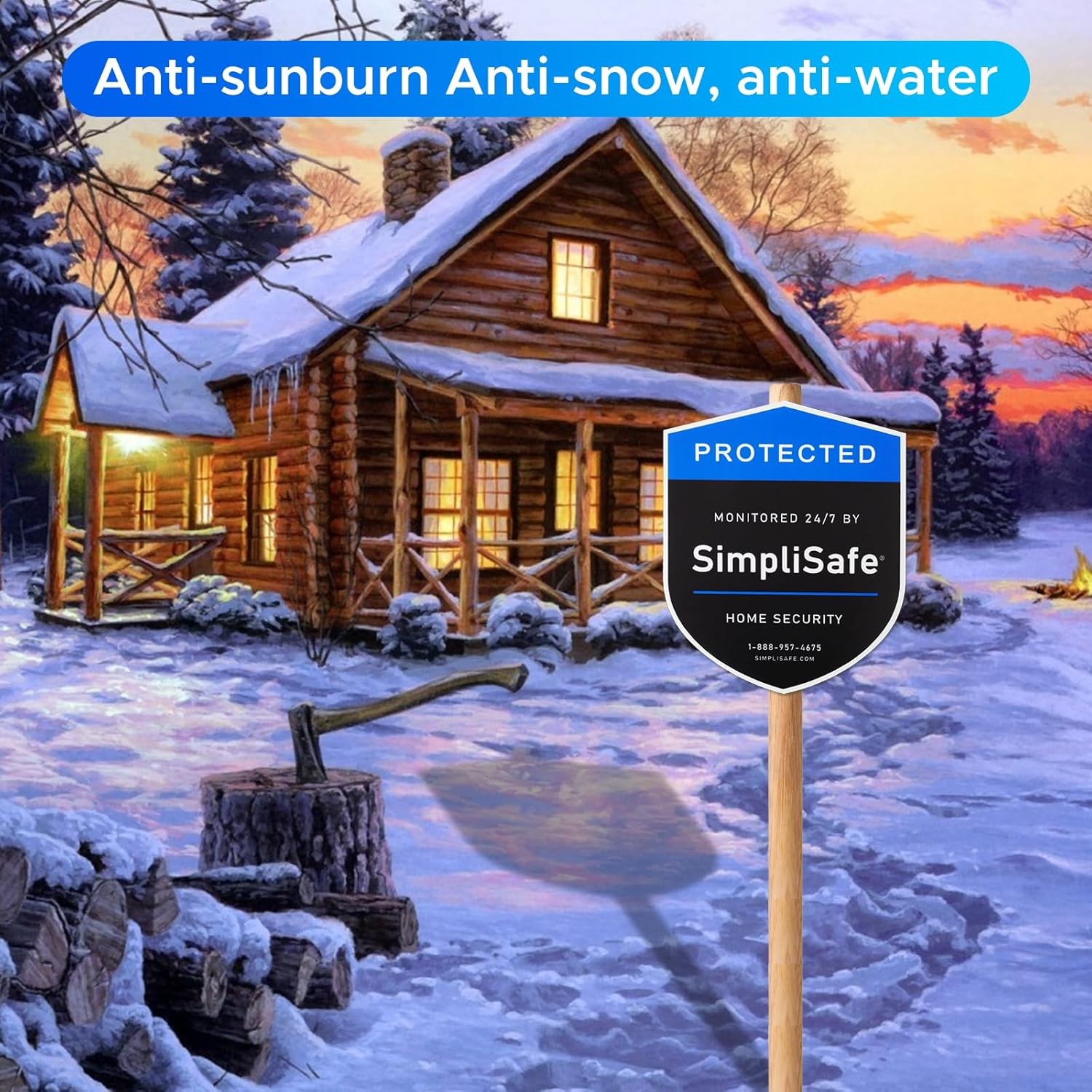 3PCS Yard Sign Compatible for Simplisafe Home Security System And 3PCS Door