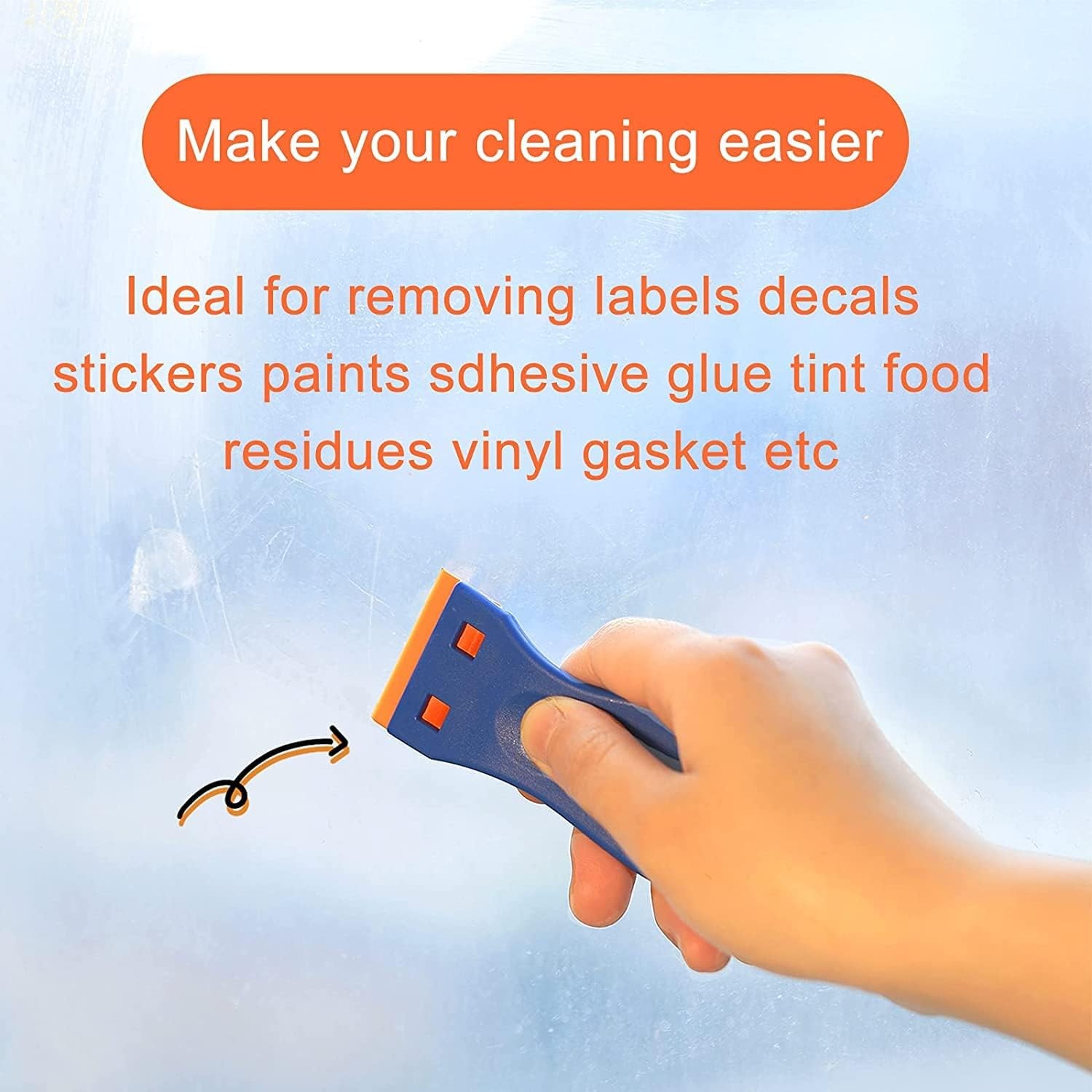 4 Pcs Plastic Razor Blade Scraper and 100 Pcs Blades, Remove Label Decal Tool，