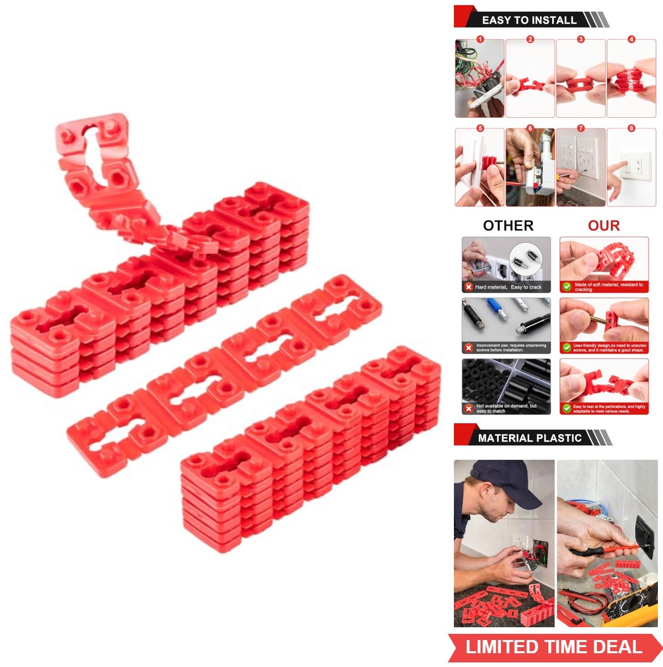 Outlet Spacers for Electrical Box 48 Pack 1/4 Inch Plastic Box Extender Kit
