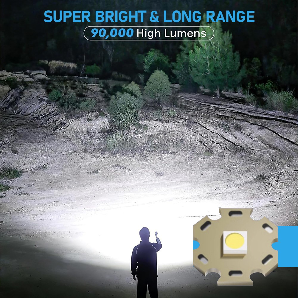 2Pack 99000000LM Super Bright LED Tactical Flashlight Rechargeable Flashlights