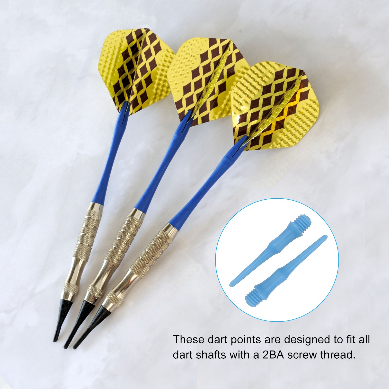 60Pcs 2BA Thread Plastic Soft Dart Tips Replacement Dart Accessories, Sky Blue