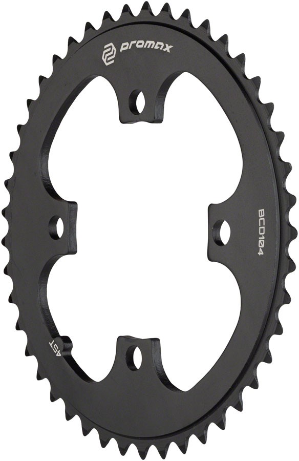 Promax 45T Aluminum 4-Bolt Chainring for BMX & Single Speed, 104 BCD, Black