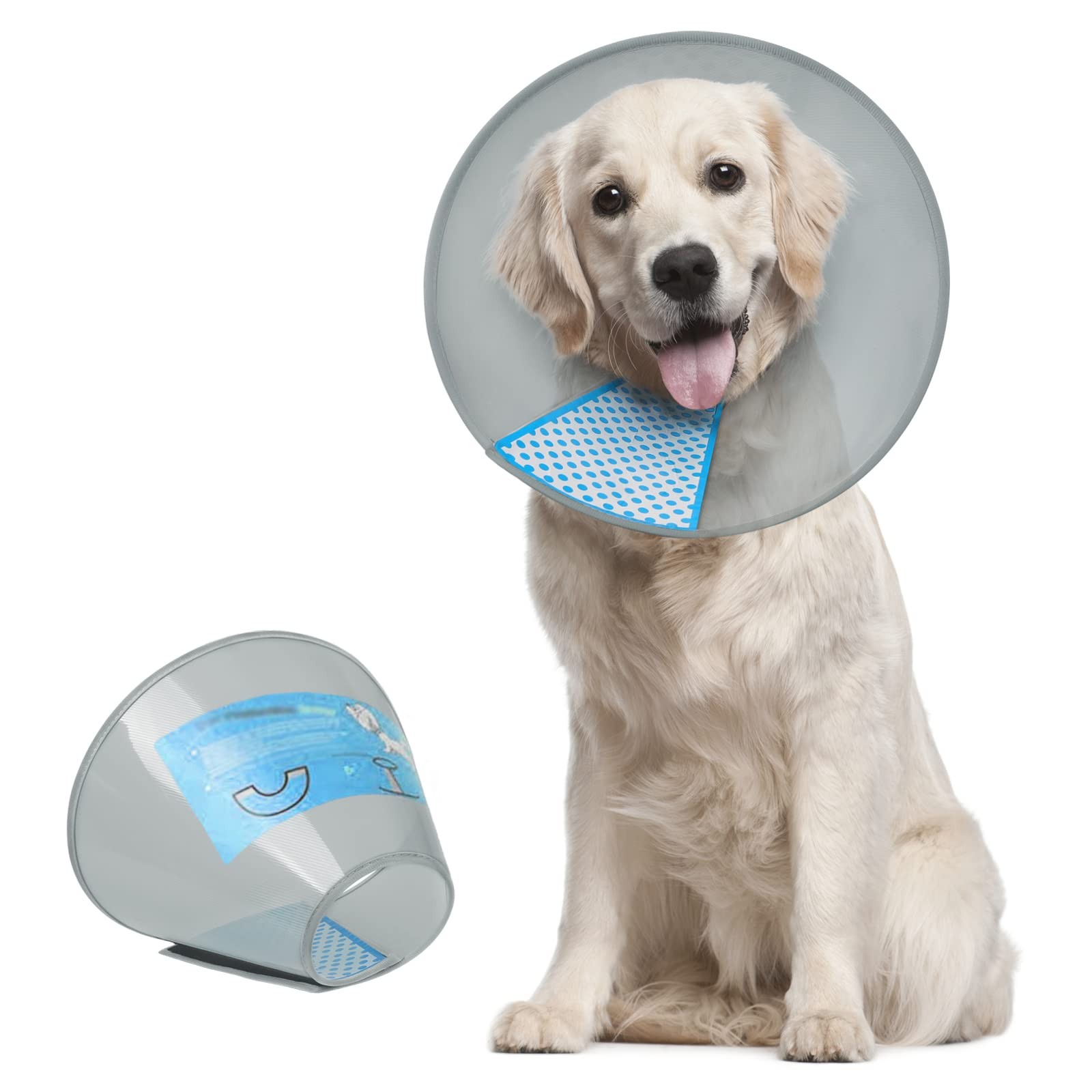 Supet Dog Cone Collar Adjustable After Surgery, Comfortable Pet Recovery Collar
