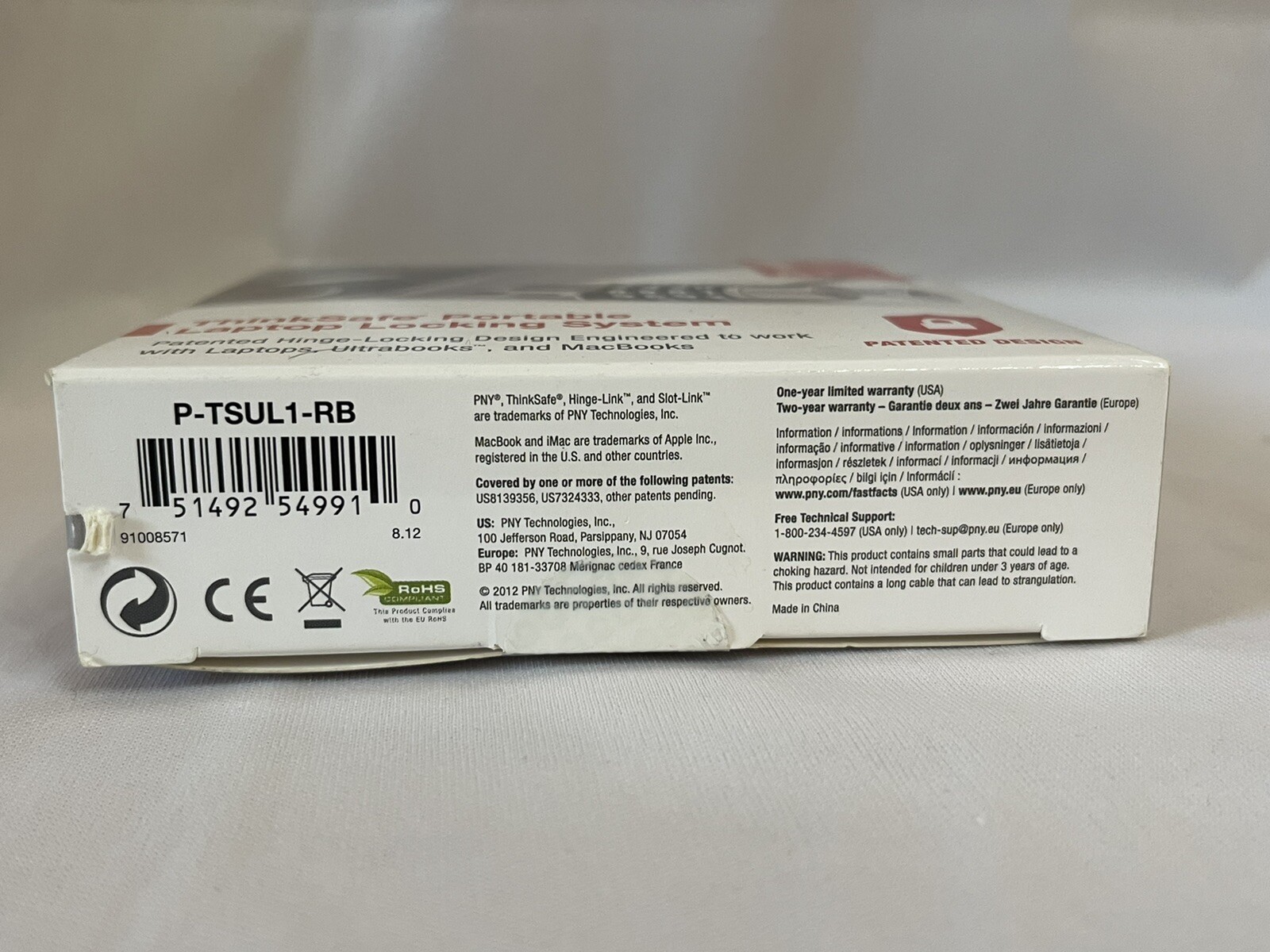 NEW PNY ThinkSafe Portable MacBook Locking System P-TSUL1-RB Lock 2012 Red Box