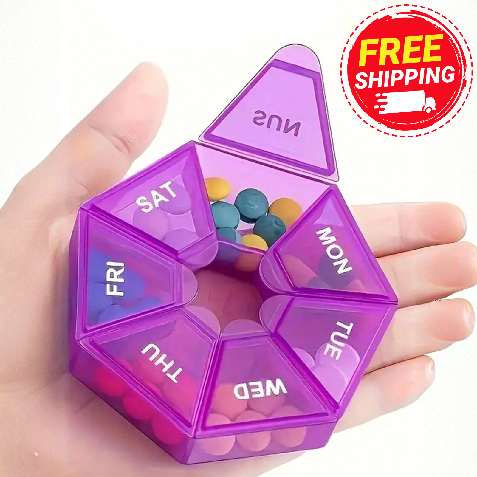 7 Day Pill Organizer Box Daily Weekly Tablet Storage Case Trip Compact Portable