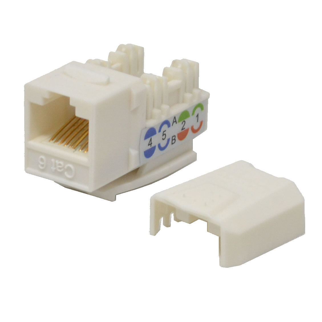 5 pack lot Keystone Jack Cat6 White Network Ethernet 110 Punchdown 8P8C