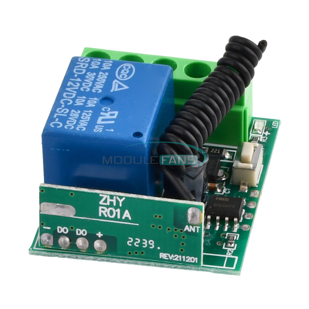 DC 12V 1 Ch 433MHz Wireless Relay RF Remote Control Switch Heterodyne Receiver