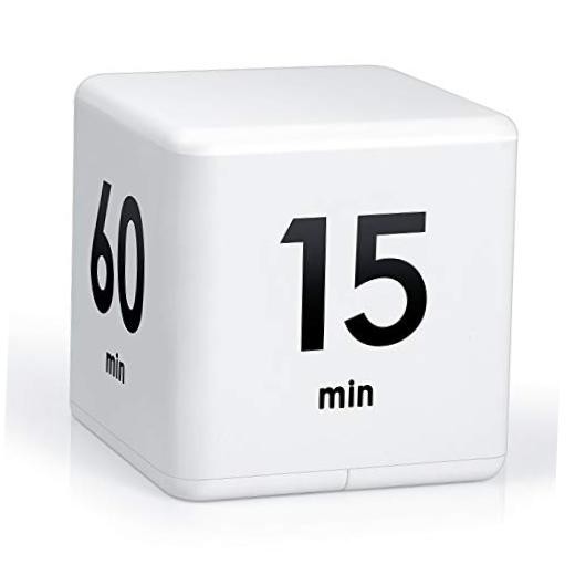 Weewooday Cube Timer, Gravity Sensor Flip Timer for ADHD Productivity, White