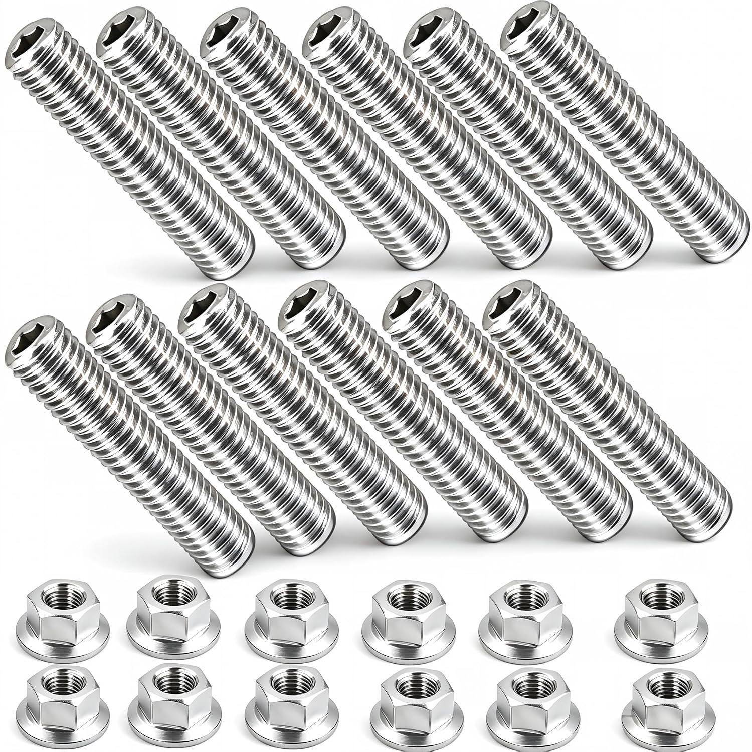 M8X1.25 Stainless Steel Header Stud Kit for Chevrolet LS1 LS2 LS3 LS6 LS7 4.8L 5