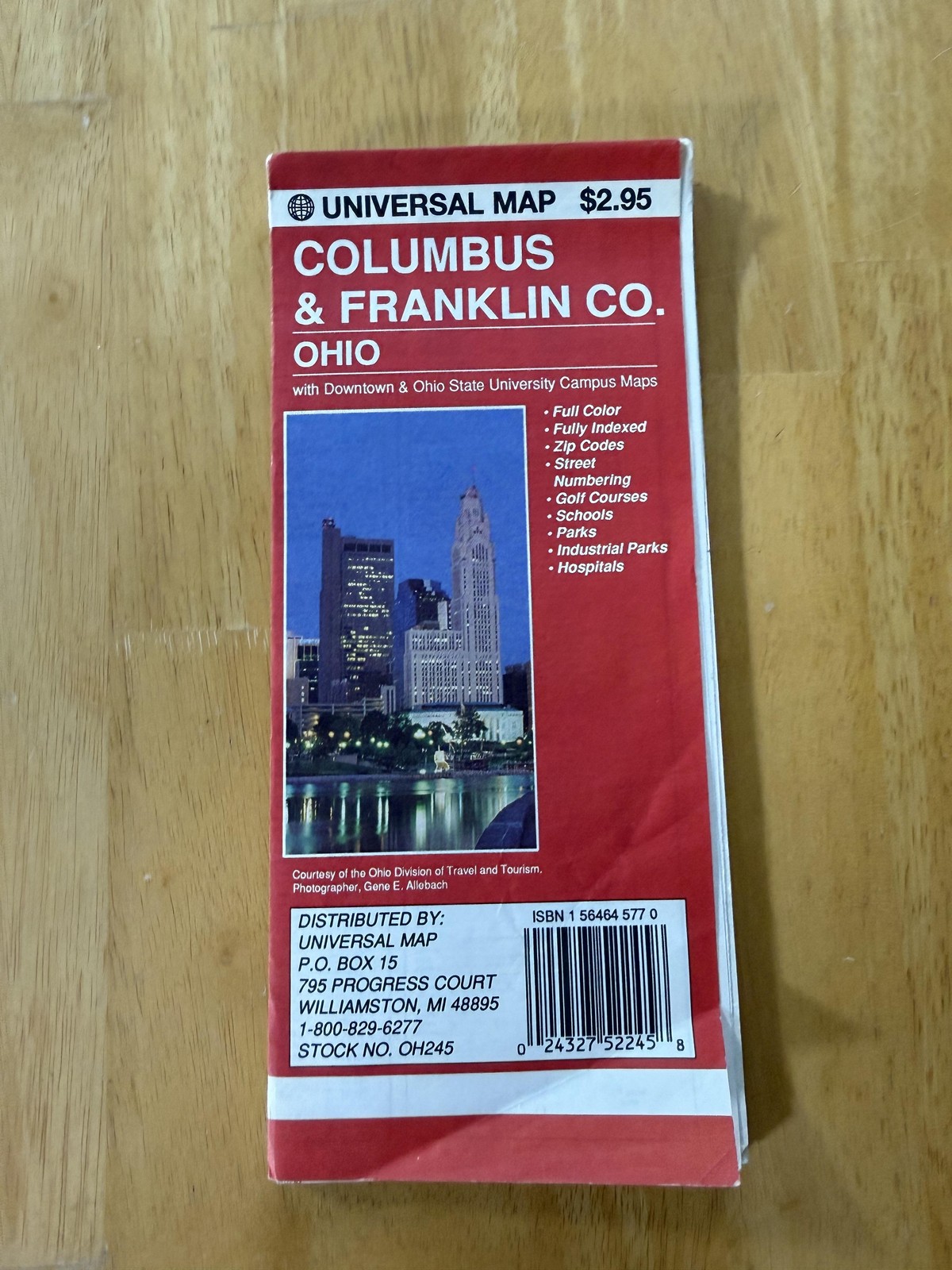 Vintage Universal Map Columbus Franklin Co Ohio City Map Folded Brochure USA