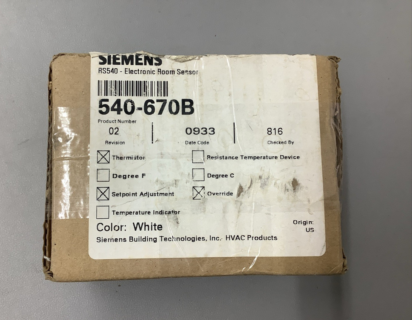 Siemens 540-670B Electronic Room Temperature Sensor (b468)
