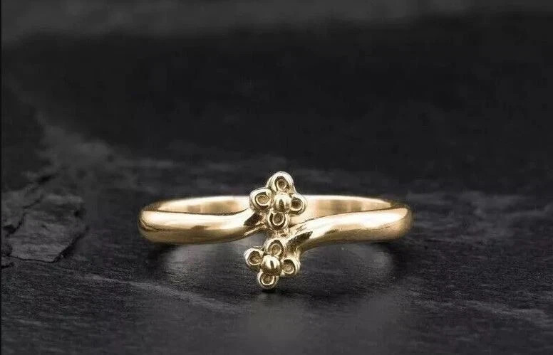 Women's Flower Toe Ring Adjustable Ring 14k Yellow Gold Plated