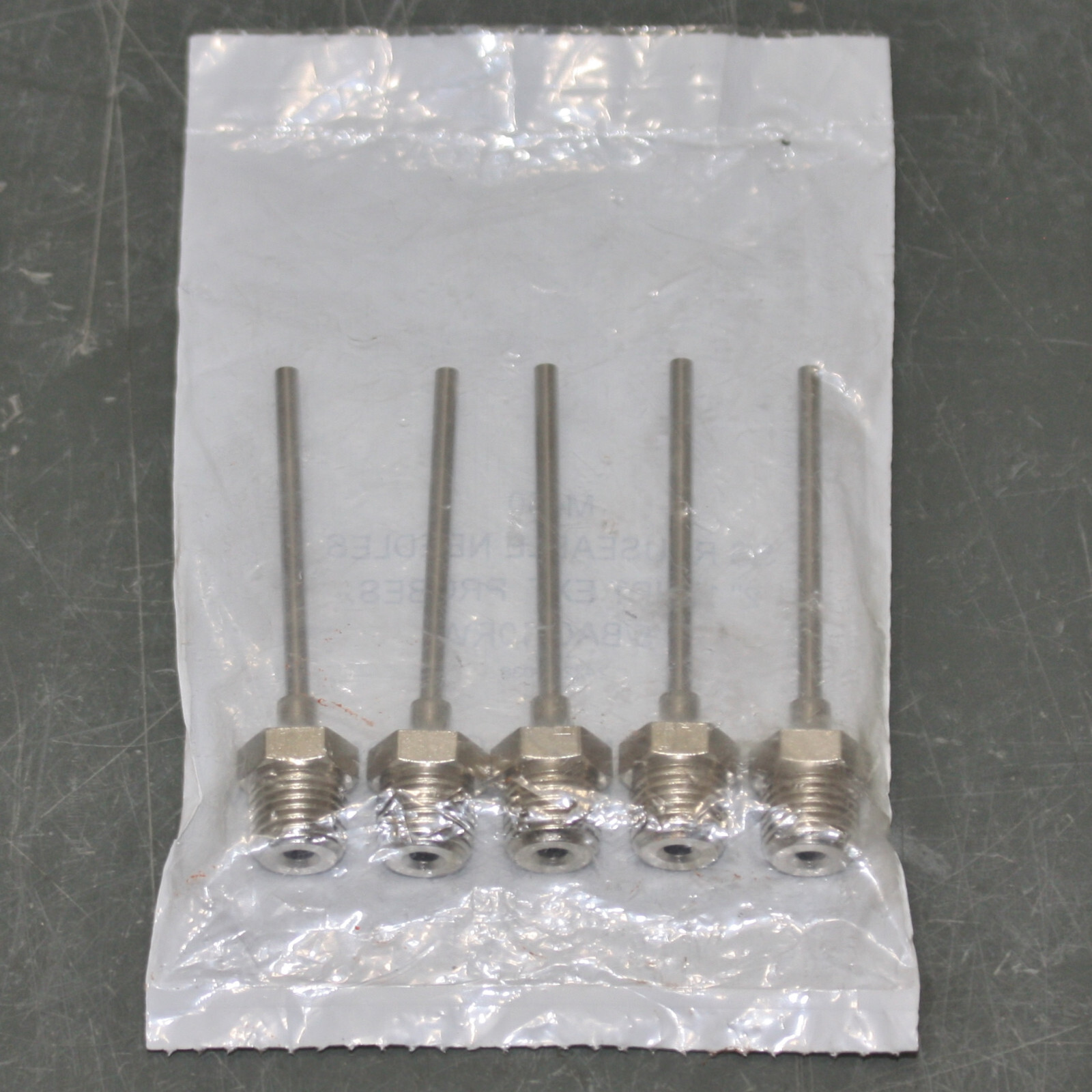 (5) Stainless Steel Reuseable Blunt Needles M450, 1/4" NPT x 2" x 10 ga OD, SS