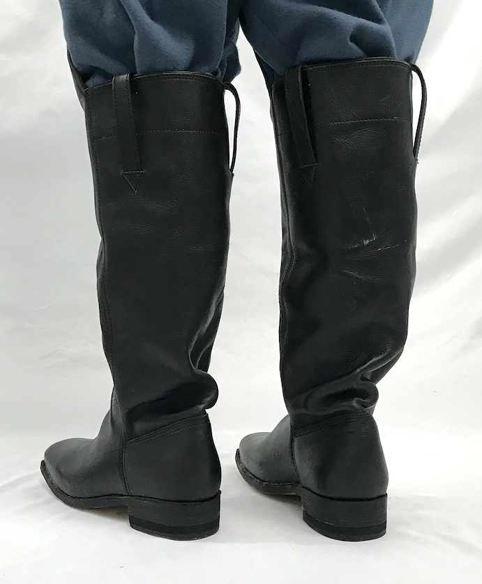 Black Leather Boots with Knee Flap - Historical Reenactment, Civil War - Size 6
