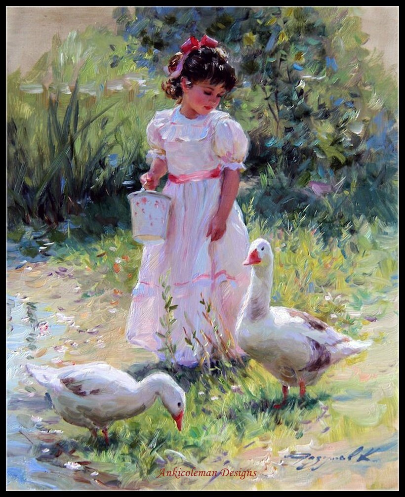 Childhood Girl 3 - Counted Cross Stitch Patterns - Color & BW Symbols