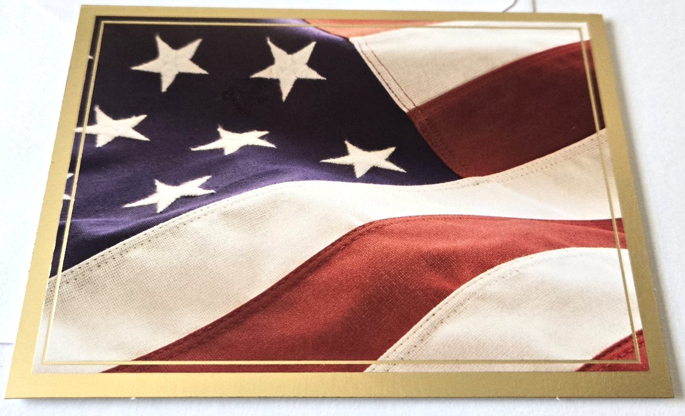 Vintage Greeting Card Blank Hallmark American Flag Patriotic