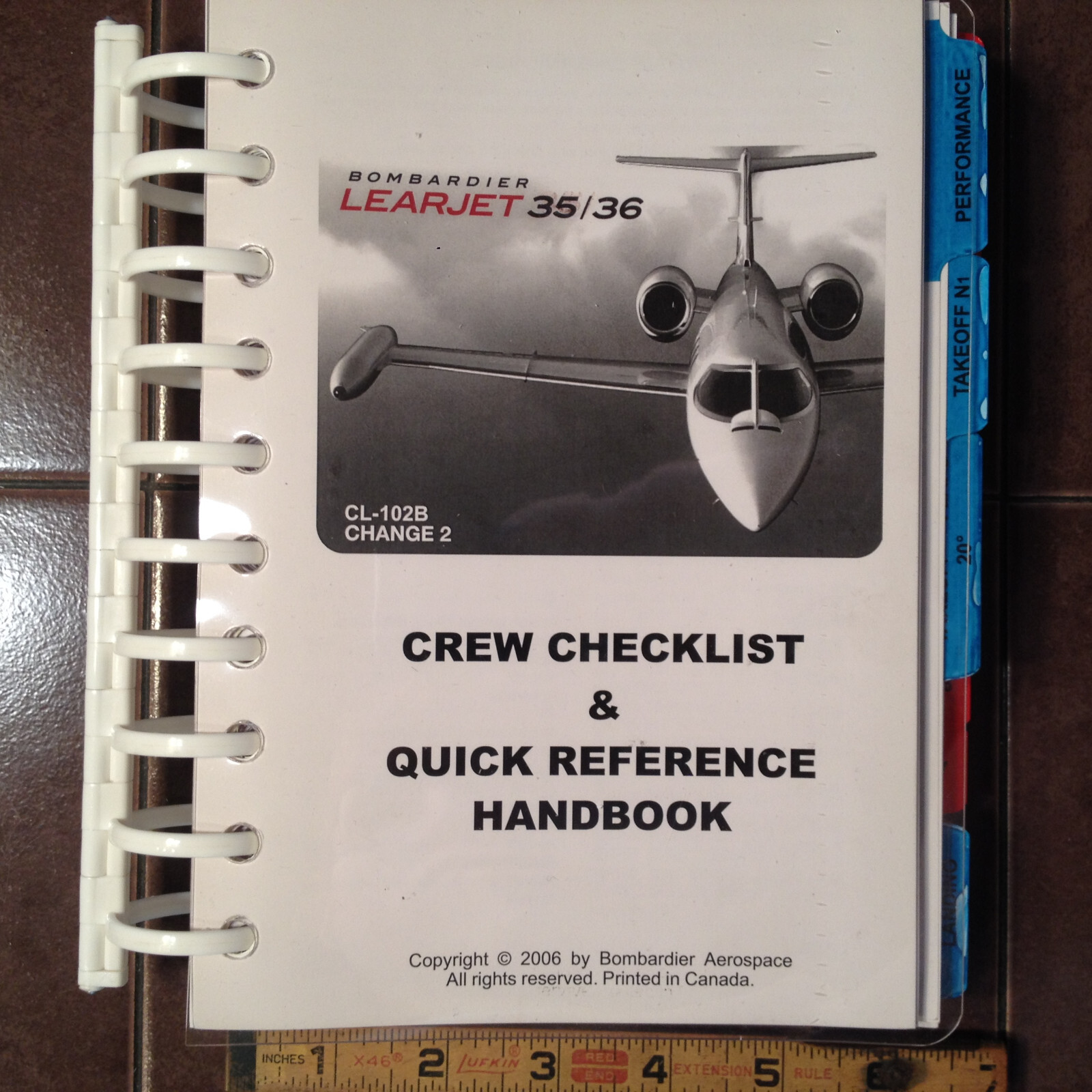 Bombardier LearJet 35/36 Crew Checklist & Quick Reference Handbook Manual. QRH