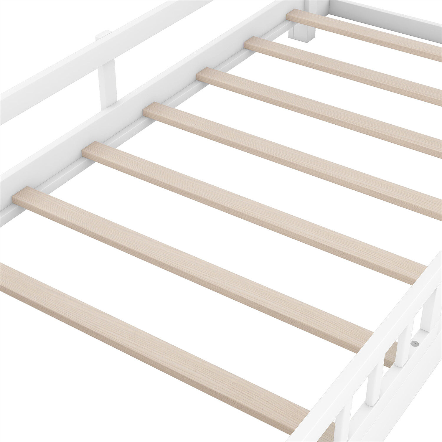 Twin/Full Size Bed Frame Wood Platform Bed w/ Storage Headboard White/Gray