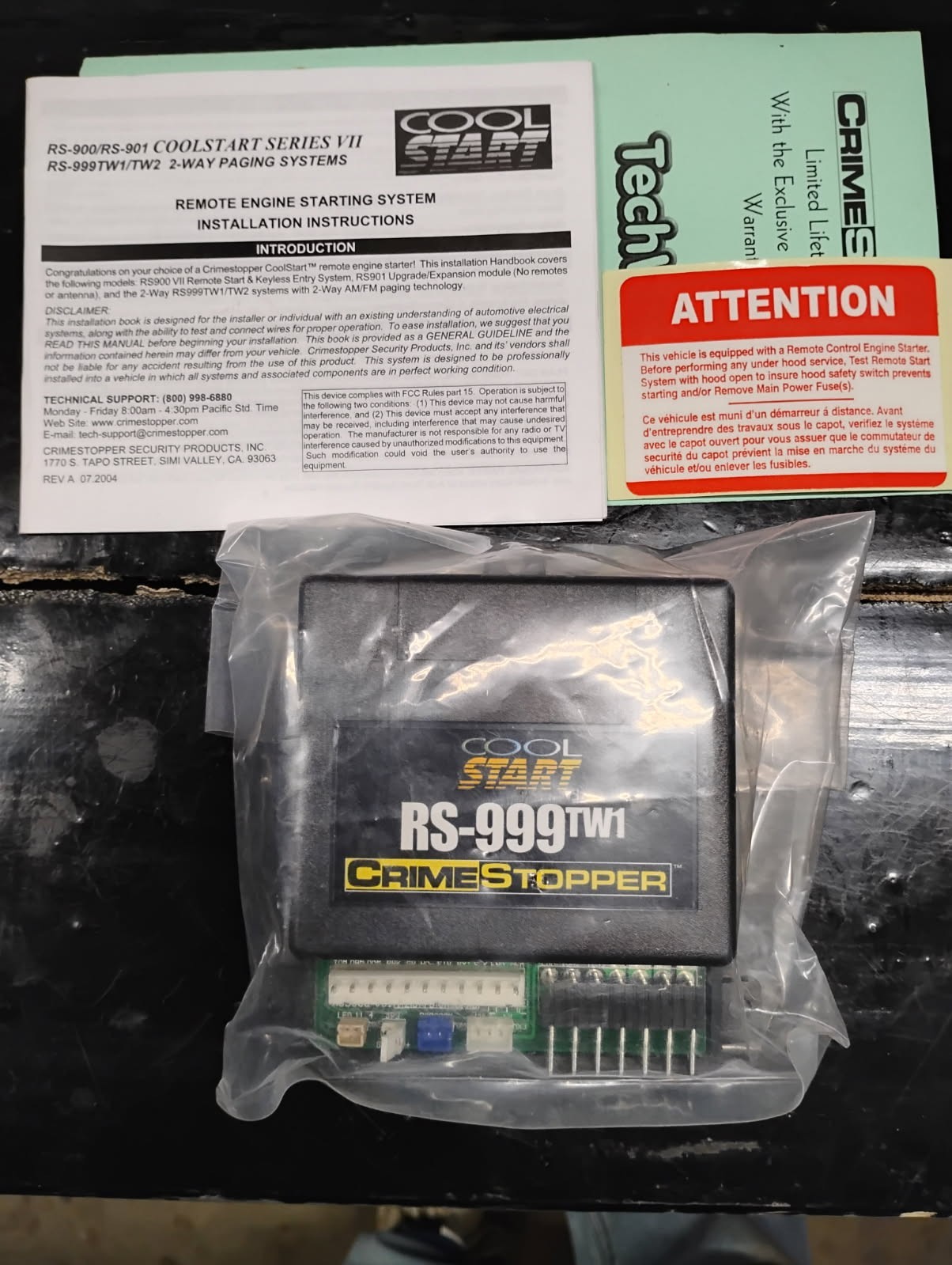 Crime Stopper Cool Start RS999 TW1 series  Remote Start System kit