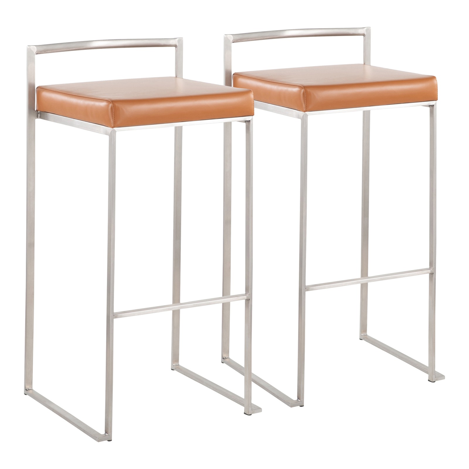 Fuji Contemporary Stackable Barstool with Camel Faux Leather by  - Set of 2