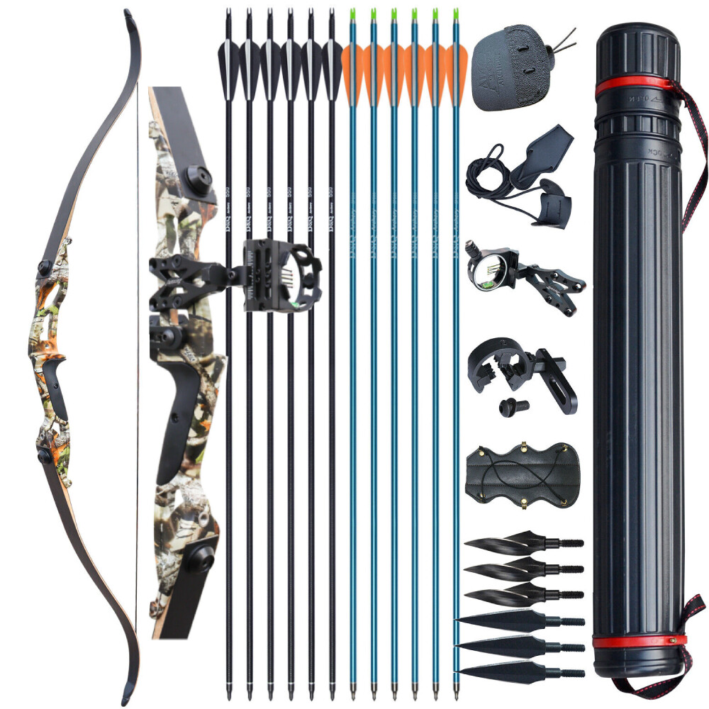 30-50LBS Archery Takedown Recurve Bow 12xArrows Kit Set Right Hand Adult Hunting
