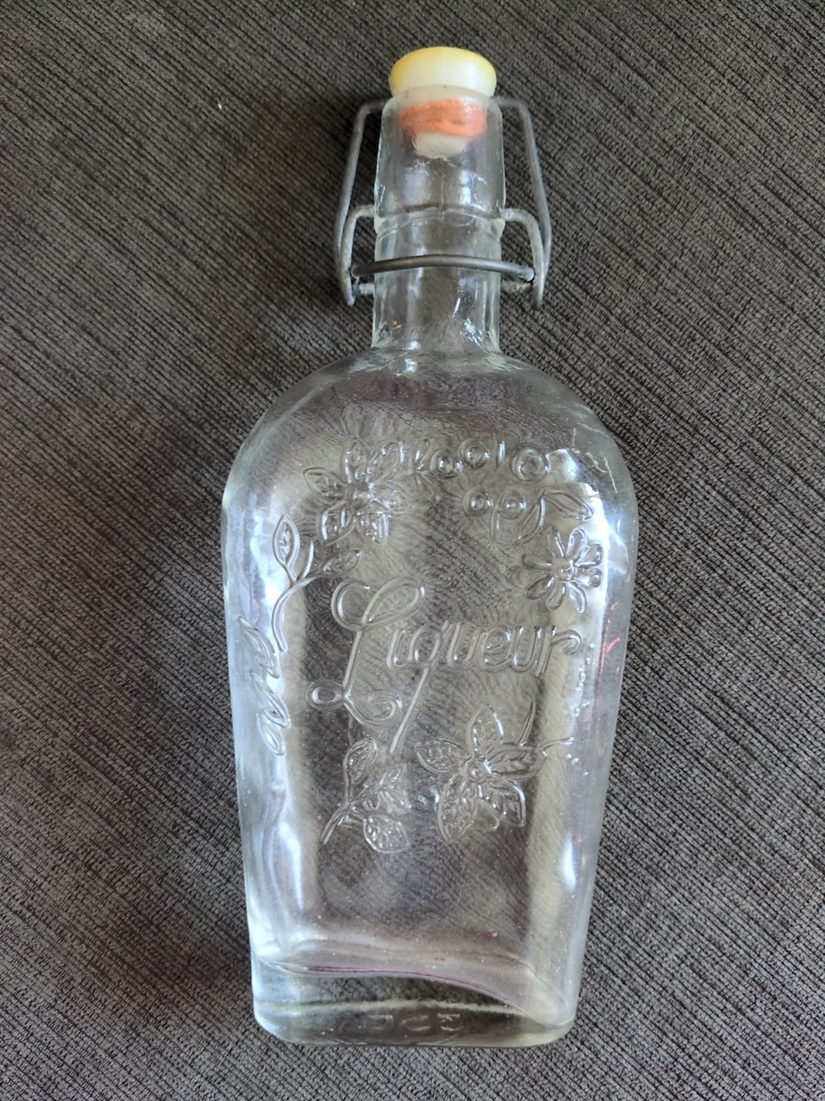 Flask Clear Glass Liqueur Liquor Bottle #350 w/ Stopper / Swing Top Bottled 1860