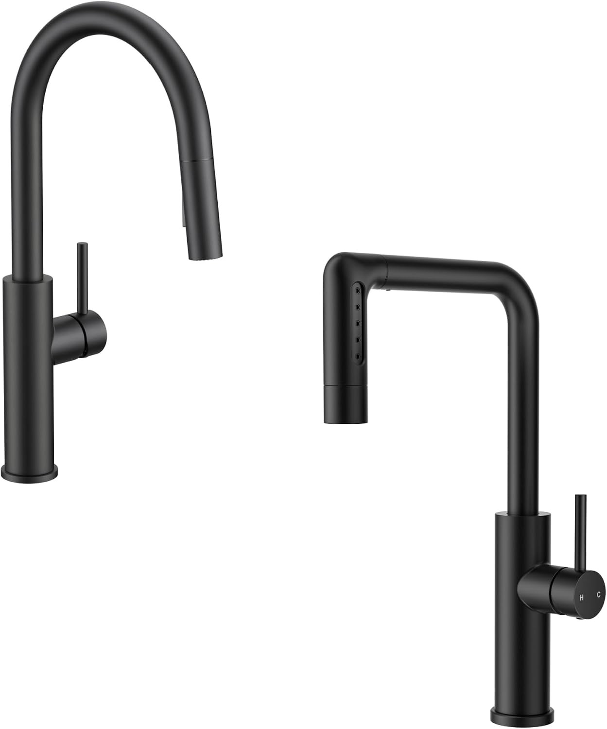 Black Kitchen Faucet with Pull-Down Sprayer & 5 Waterfall Modes