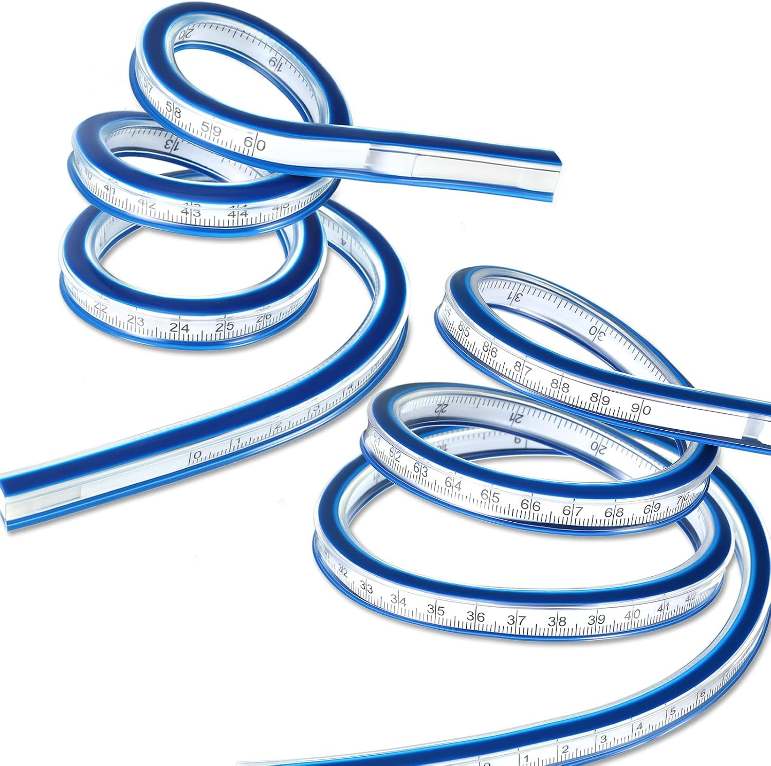 2 Pieces 24'' and 36'' Flexible Curve Rulers Double Side Scale Ruler for Sewing