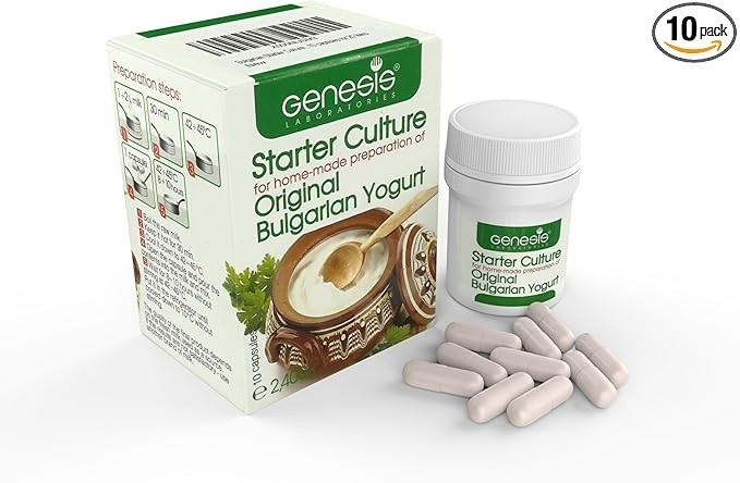 Bulgarian Yogurt Starter Culture Natural Probiotic 20 Liters 10 capsules