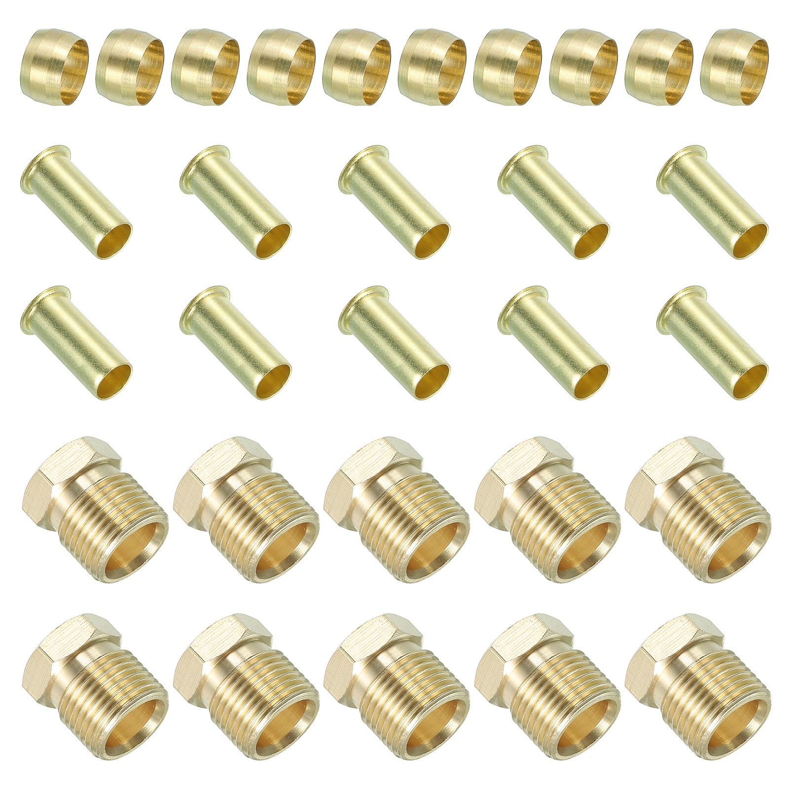 6mm ID 8mm OD Tube 20 Set Brass Compression Sleeve Ferrule & Insert & Nut