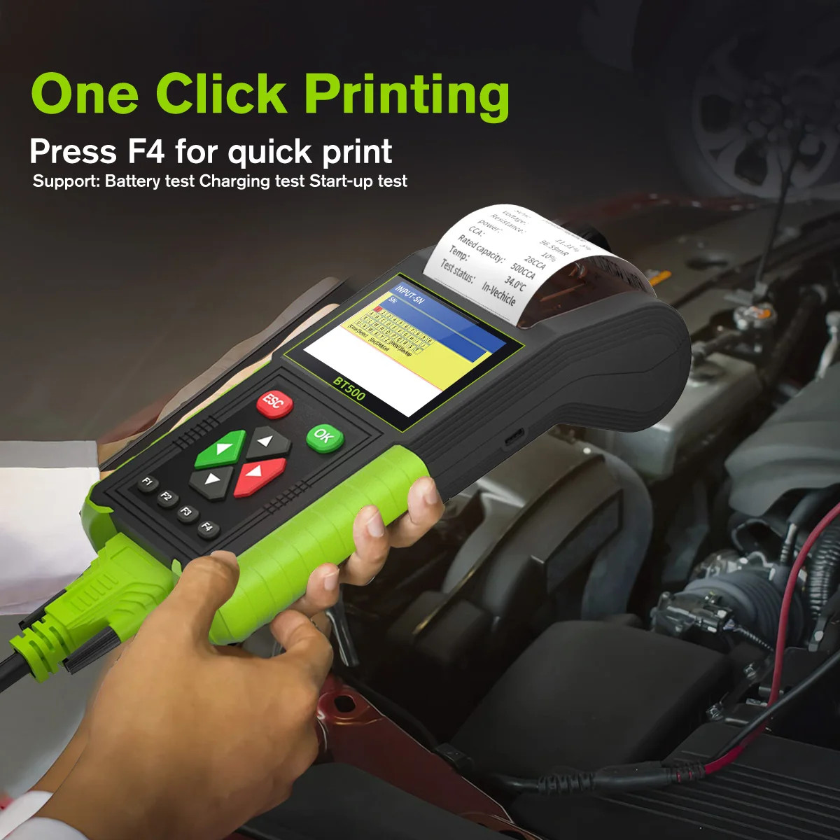 Car 12V 24V Battery Tester with Printer Battery Load Analyser Heavy Duty Trucks