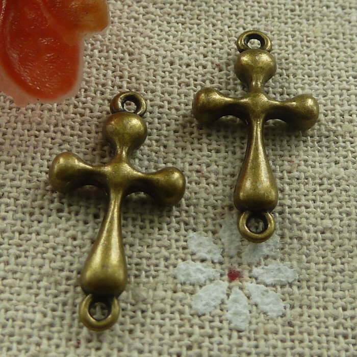 Free Ship 140 pcs Antique bronze cross connectors 23x12mm L-1782
