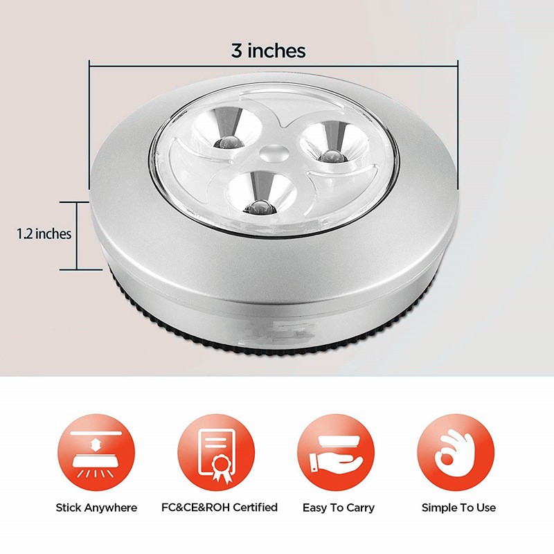5 Pack LED Battery-Powered Night Tap Press Lamp Stick-On Push Lights for5492