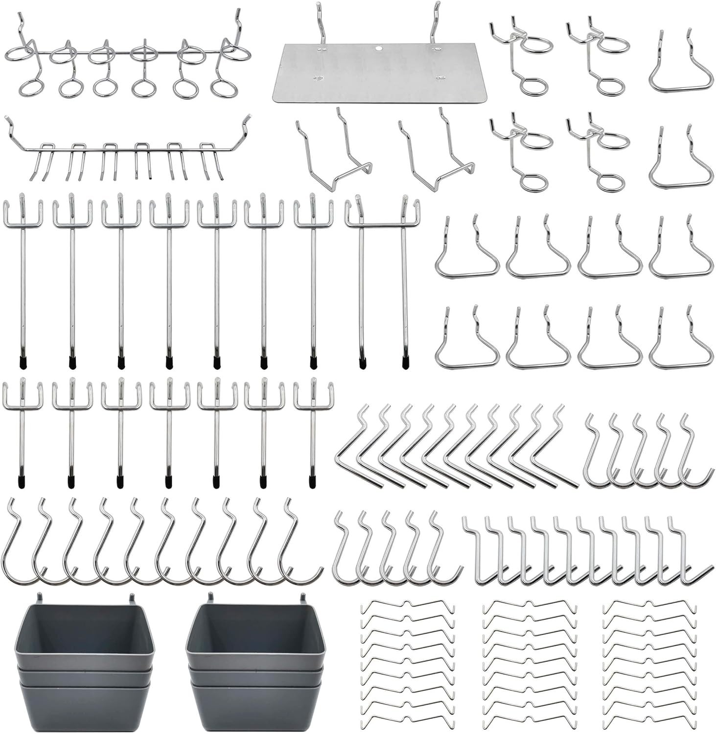 Efficient Tool Organization: 140-Piece Peg Hook Set with Bins and Hooks