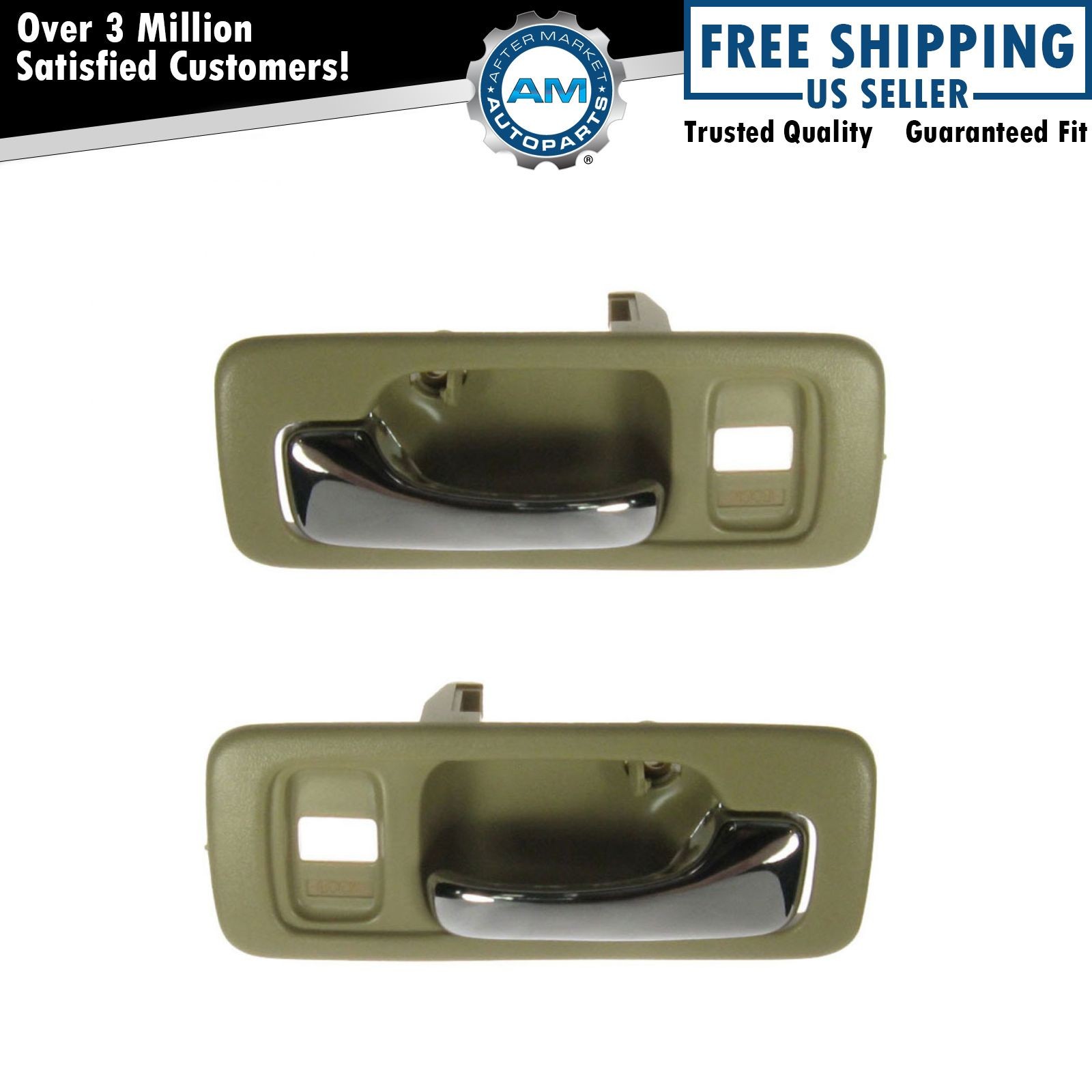 Beige Inner Inside Interior Handle Front Pair Set for 90-93 Honda Accord 4 Door