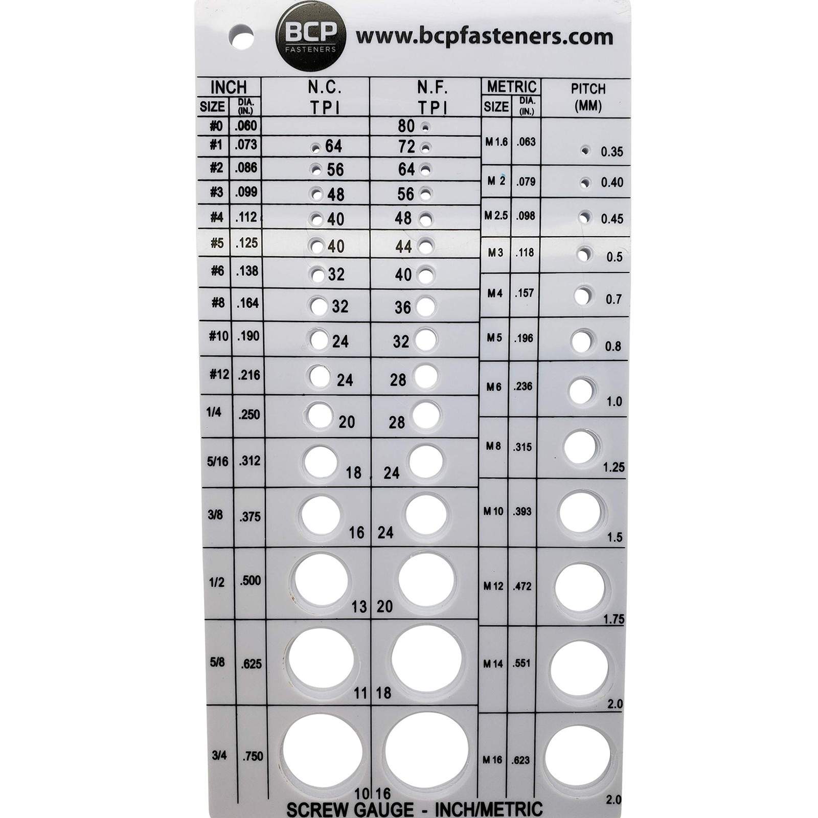 Screw Thread Gauge | Metric and SAE | Recommends Drill Bit & 1.6mm to 16mm