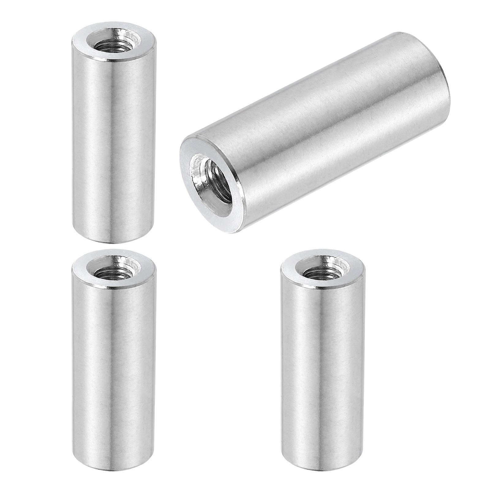 4Pcs 304 Stainless Steel M8x1.25mm Round Coupling Nuts, 0.55x1.57"(ODxH)