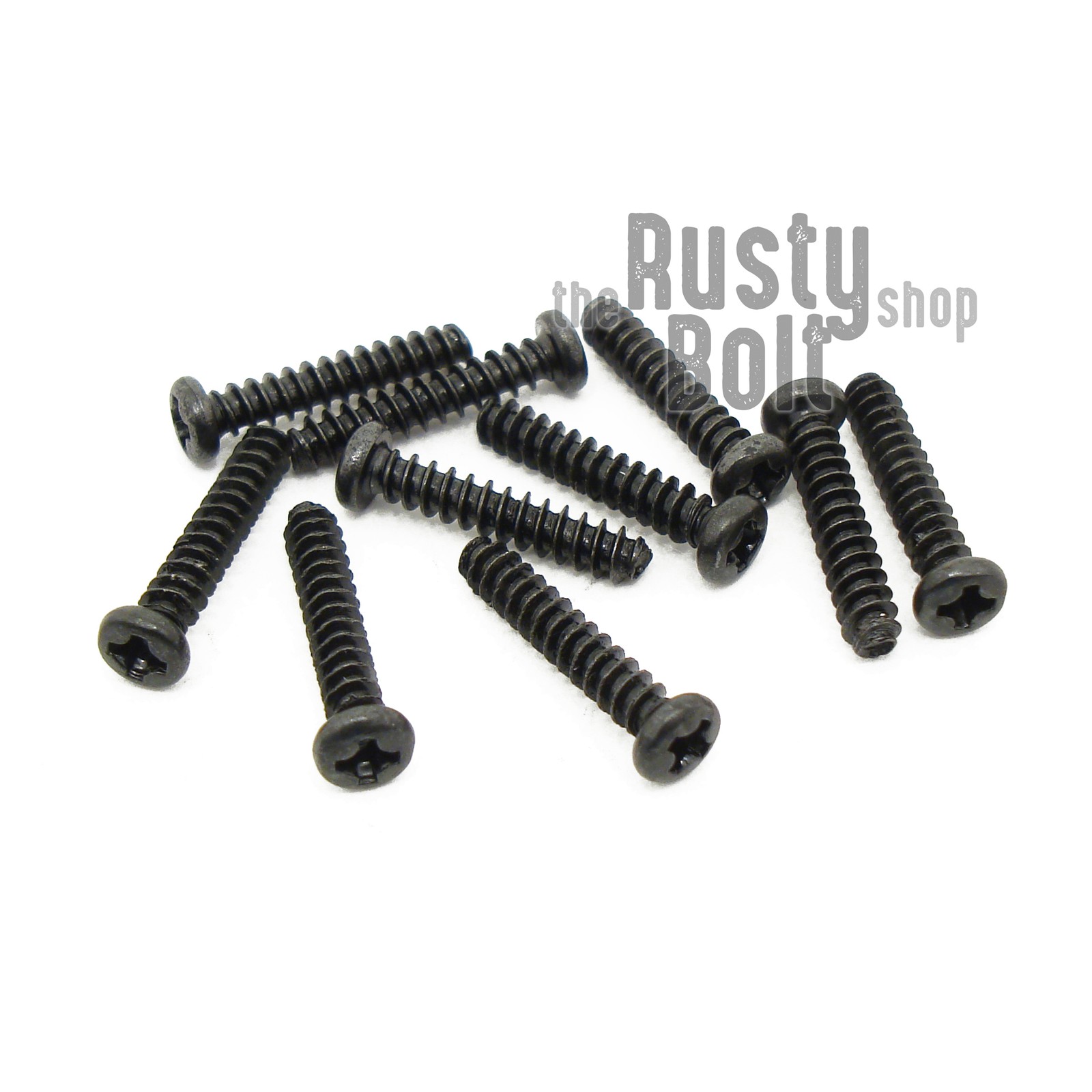 M2.3 x 12mm, Phillips Pan Head Screws, Self Tapping, Steel, Black