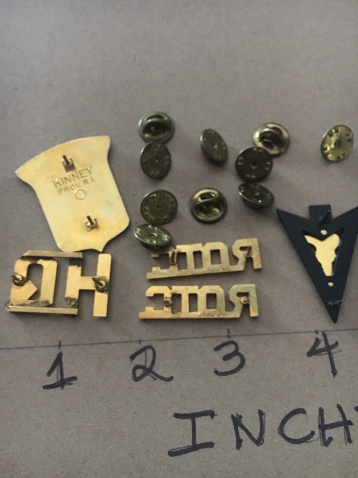 US Army ROTC, cb SET OF 5 collar, hat different hallmarks