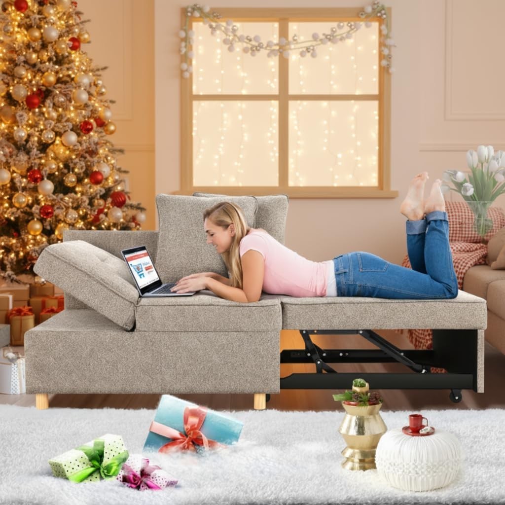 Folding Ottoman Sofa Bed Chair 4-in-1 Sleeper Sofa Adjustable Backrest Colorful*