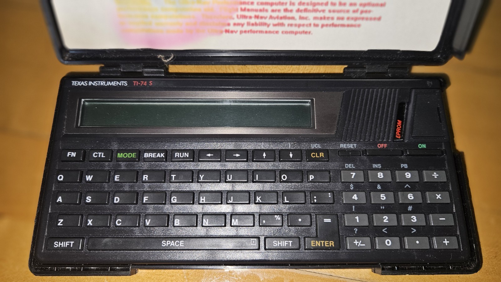 Texas Instruments TI-74S Vintage Handheld Computer w/ EPROM Ultra-Nav Case