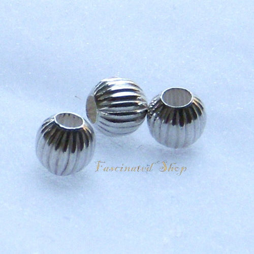 925 Sterling Silver 3mm seamless Corrugated Round Spacer Beads Finding USA 20pcs