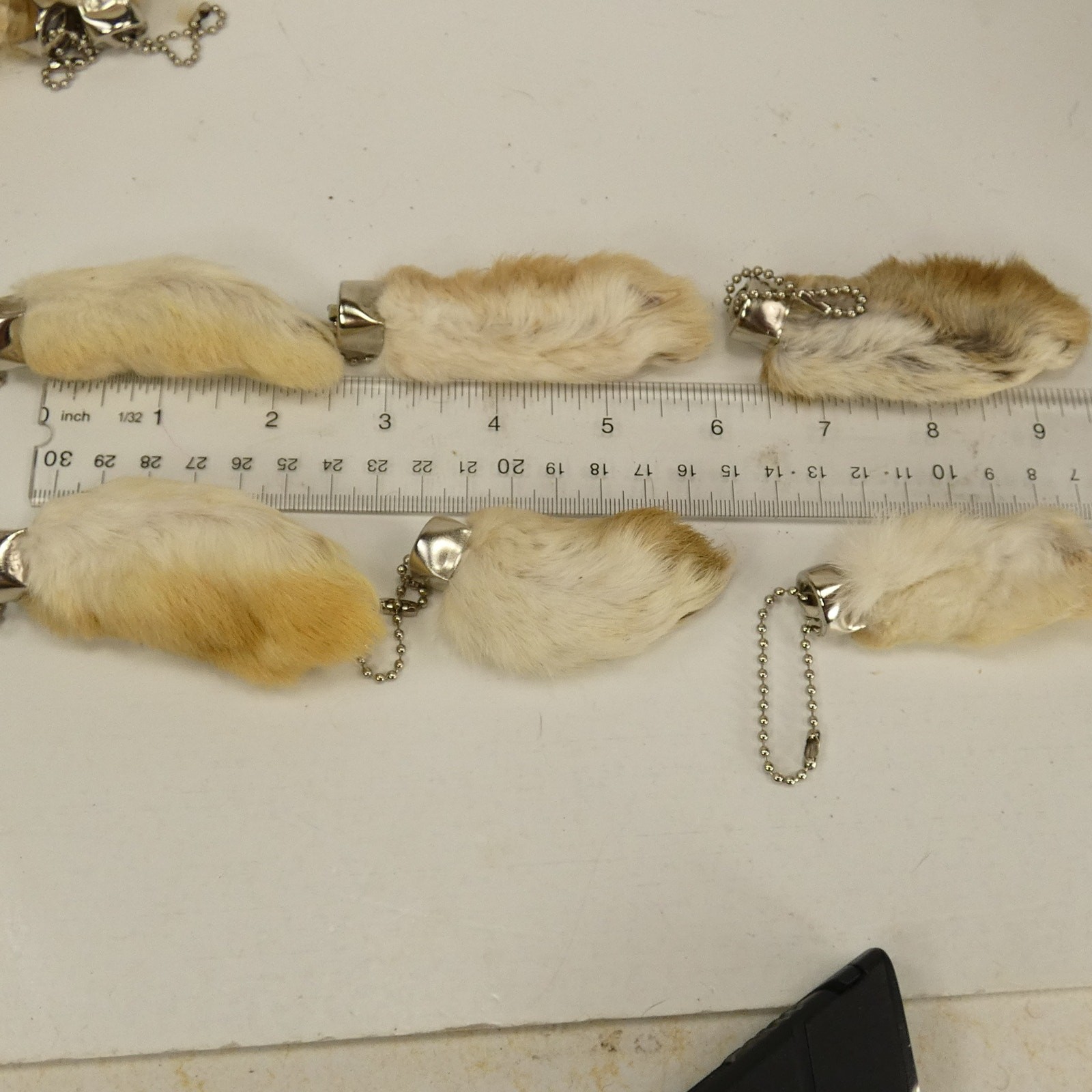 Bulk 50 New Lucky Rabbits Foot Key Chain, Zipper Pull, Charm Natural Colors