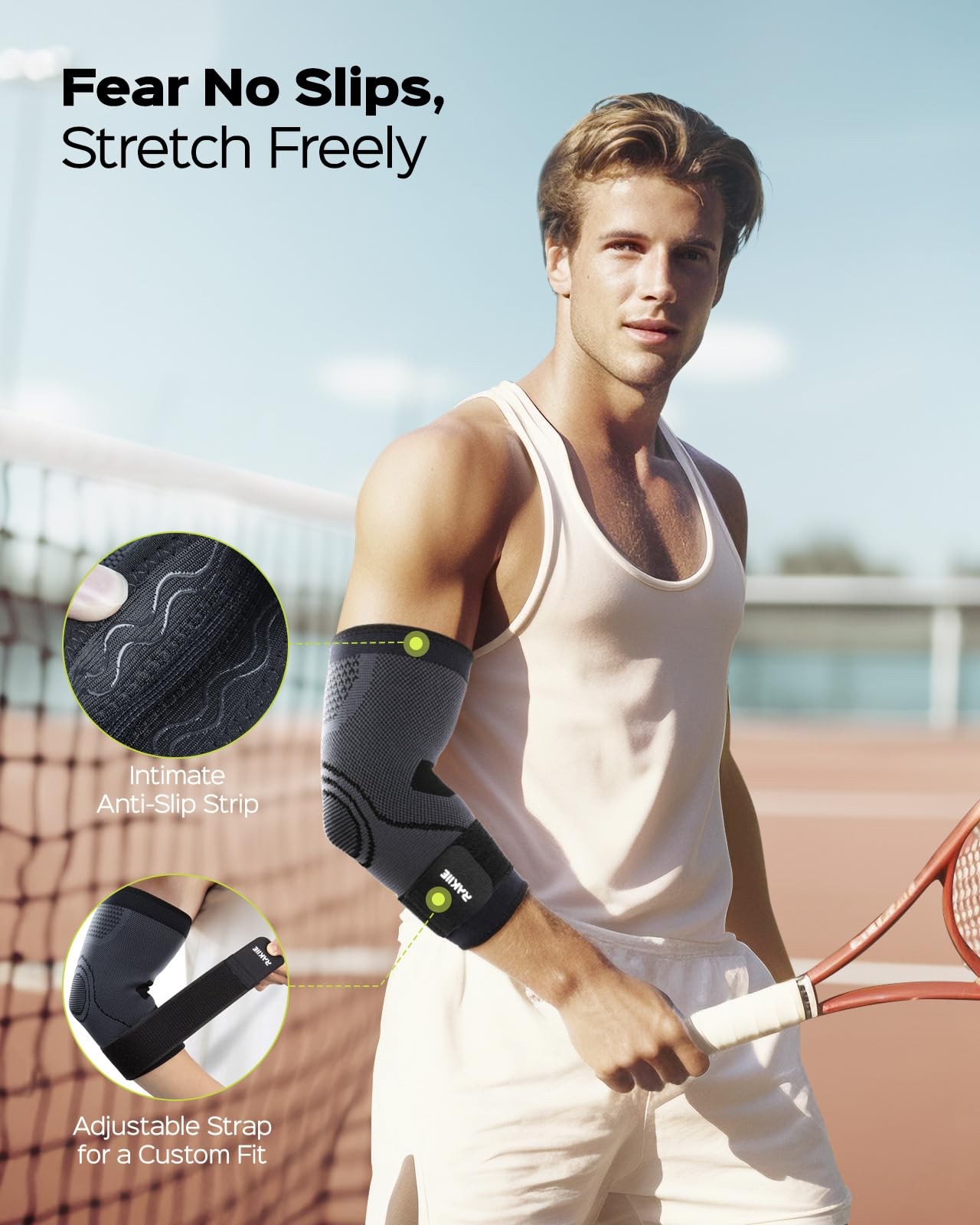 2 Pack Elbow Support Brace Compression Sleeve Tennis Golfer Pain Relief