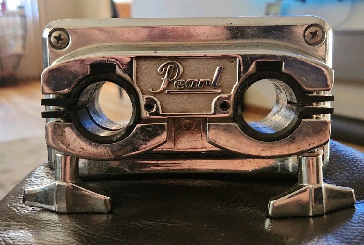 Vintage Pearl Bass Drum Double Tom Drum Mount Holder Chrome